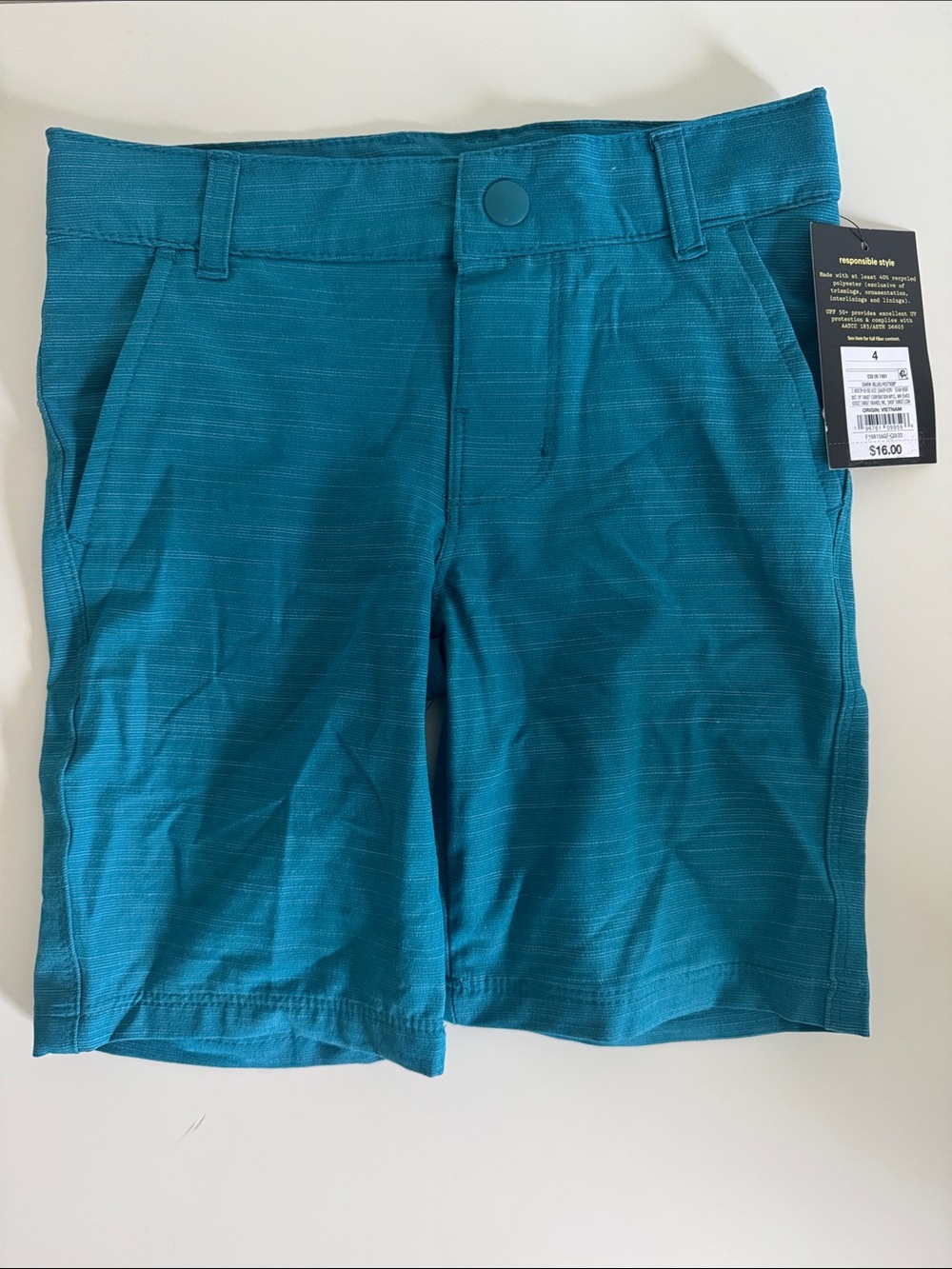Art Class Boys Teal Performance Shorts Size 4 Mesh Lined Outdoor Shorts NWT